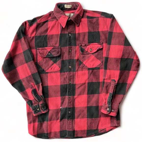 CE Schmidt Workwear Flannel Plaid Button Down Shirt M Red Black Buffalo Check - Picture 2 of 8